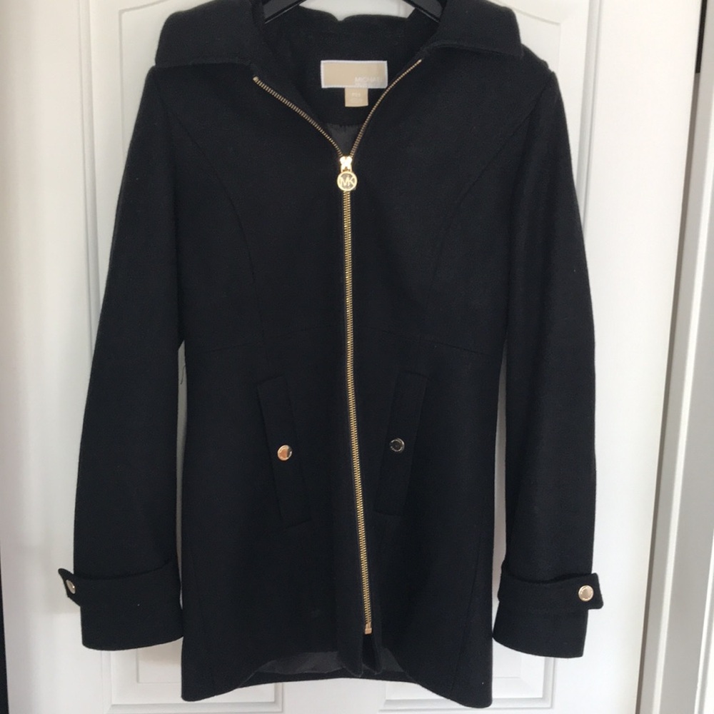 Elegant Black wool blend like new Women's Coat MICHAEL Michael Kors PETITE XS